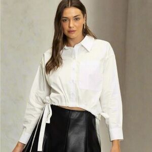 Women's White Drawstring Top